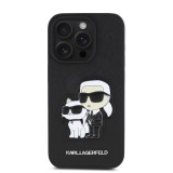 Karl Lagerfeld PU Saffiano Karl and Choupette Zadní Kryt pro iPhone 15 Pro Black