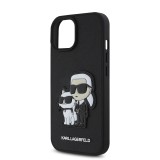 Karl Lagerfeld PU Saffiano Karl and Choupette Zadní Kryt pro iPhone 15 Black