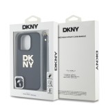 DKNY PU Leather Stack Logo Wrist Strap Zadní Kryt pro iPhone 16 Pro Max Black