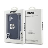 DKNY PU Leather Stack Logo Wrist Strap Zadní Kryt pro iPhone 16 Black