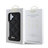 Guess PU Leather Quilted Zadní Kryt pro iPhone 16 Plus Black