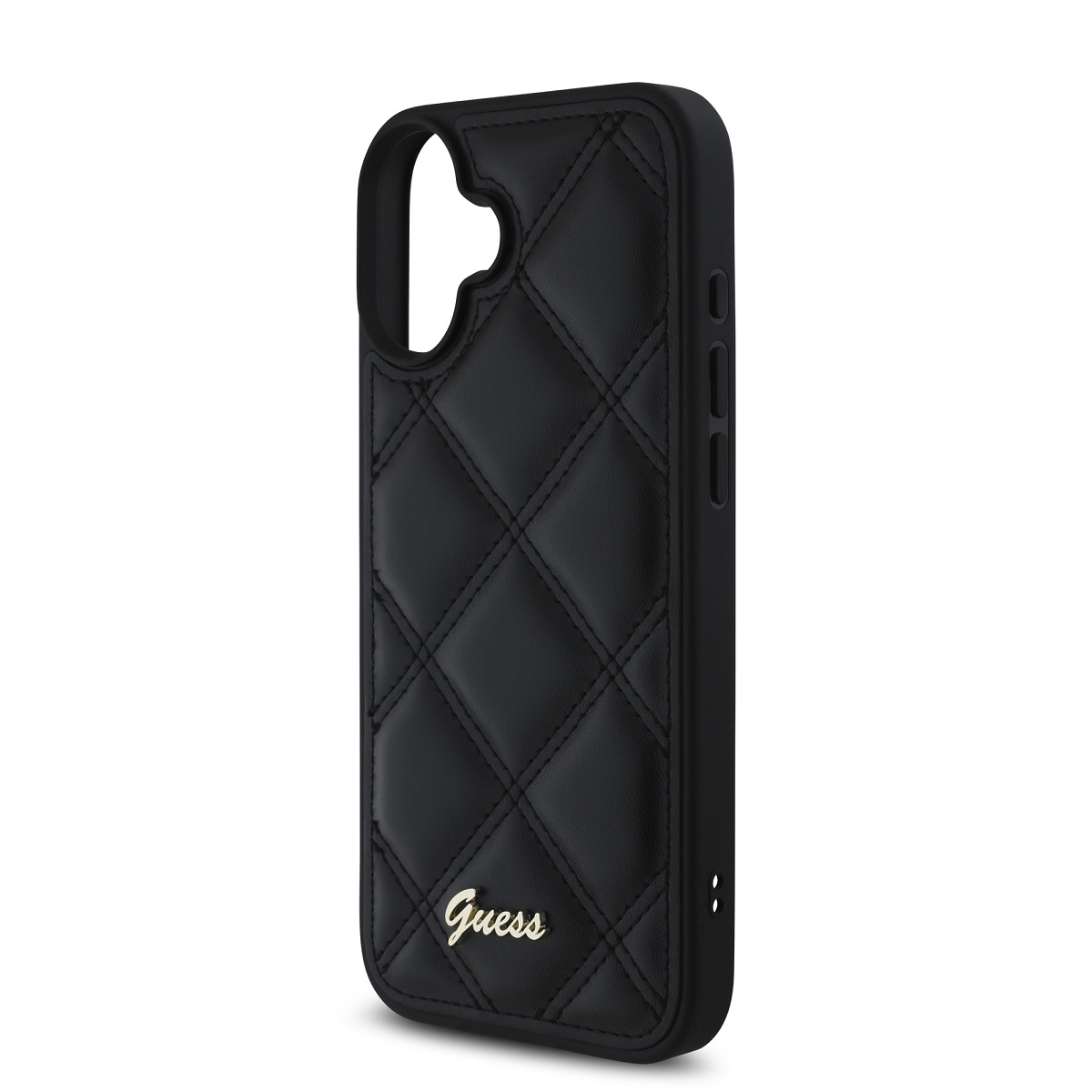 Guess PU Leather Quilted Zadní Kryt pro iPhone 16 Black