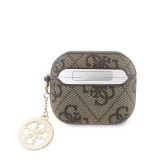 Guess 4G Script PC/PU Charm Pouzdro pro AirPods 3 Brown