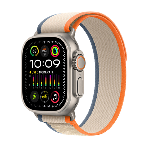 Apple Watch Ultra 2 GPS + Cellular, 49mm Titanium Case with Orange/Beige Trail Loop-M/L 