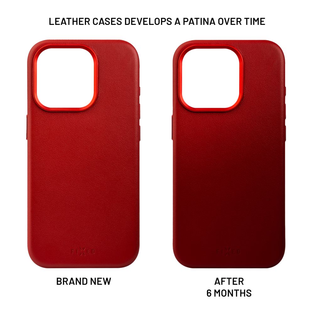 Kožený zadní kryt FIXED MagLeather s podporou MagSafe pro Samsung Galaxy S25 Ultra, červený