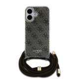 Guess IML 4G Printed Crossbody Popruh Zadní Kryt pro iPhone 16 Brown