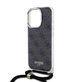 Guess IML 4G Printed Crossbody Popruh Zadní Kryt pro iPhone 16 Pro Max Black