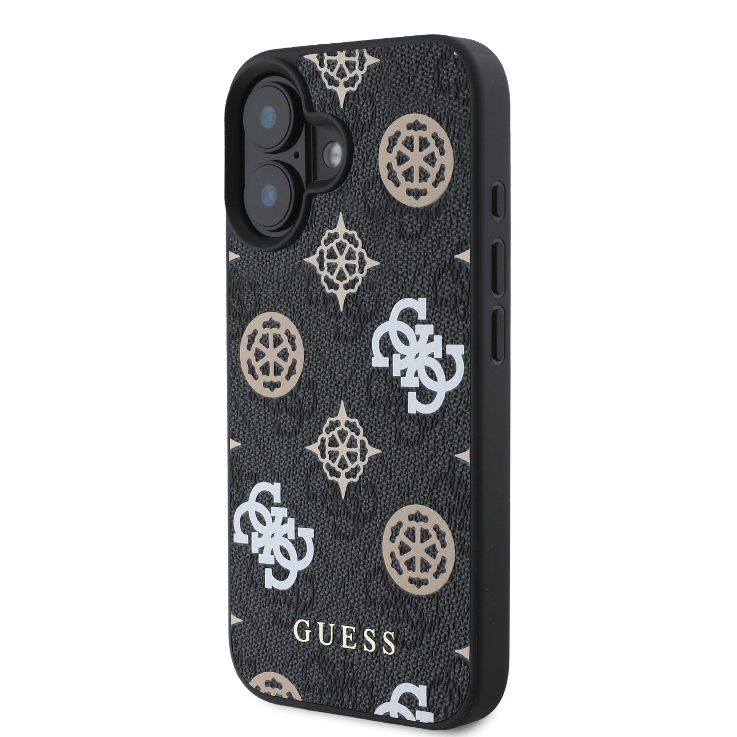 Guess PU 4G Peony MagSafe Zadní Kryt pro iPhone 16 Black