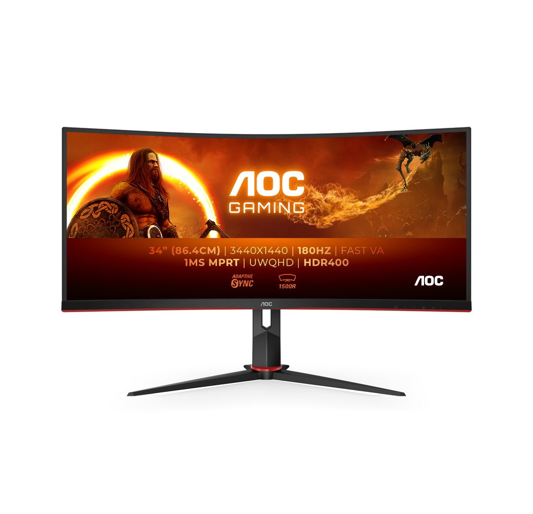 34" AOC CU34G2XP-BK VA/3440x1440/180Hz/1ms/Blck-Red