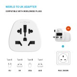 Adaptér FIXED UK  Adapter pro zapojení UK, US, AUS nabíječek do UK zásuvek, bílý