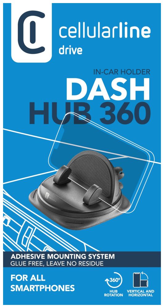 Univerzální držák na palubní desku Cellularline DASH HUB 360, černý