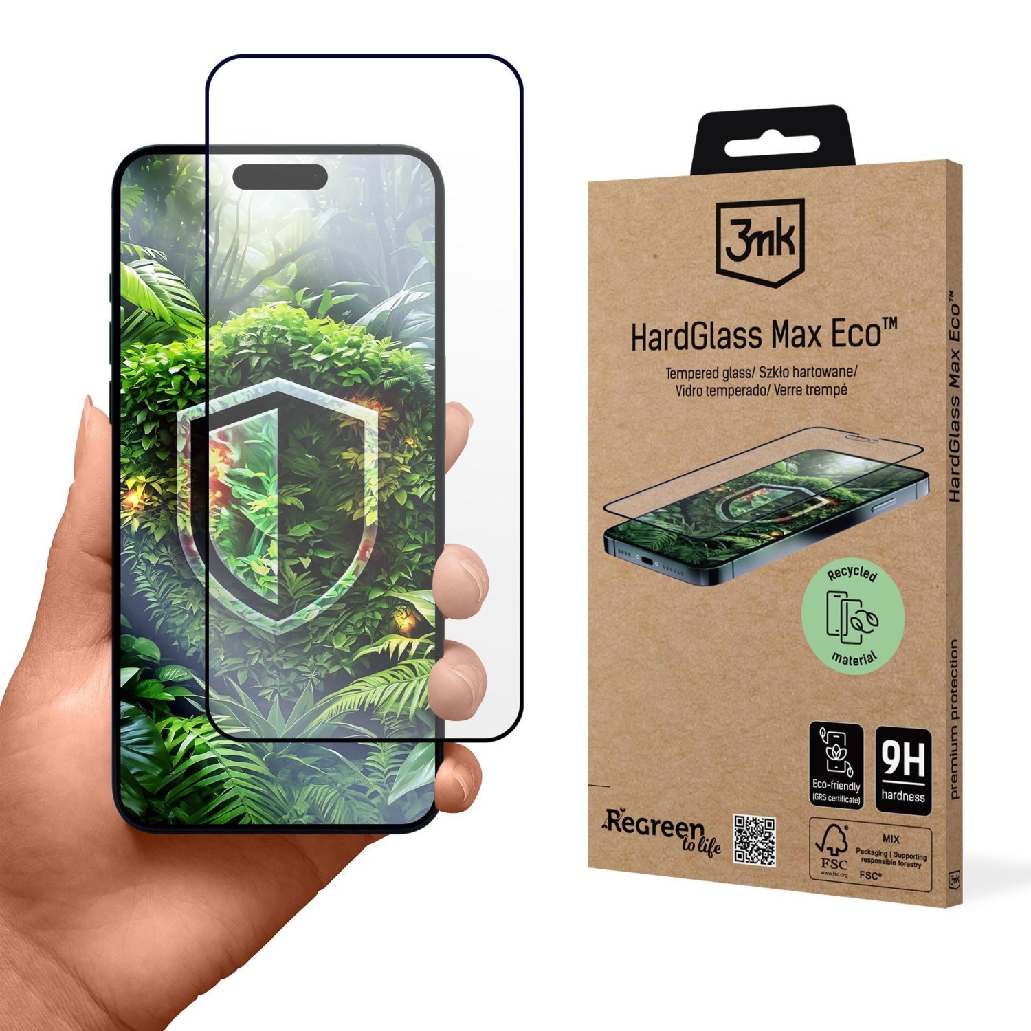 Ochranné sklo 3mk Hardglass Max Eco pro Apple iPhone 16 Pro, černá