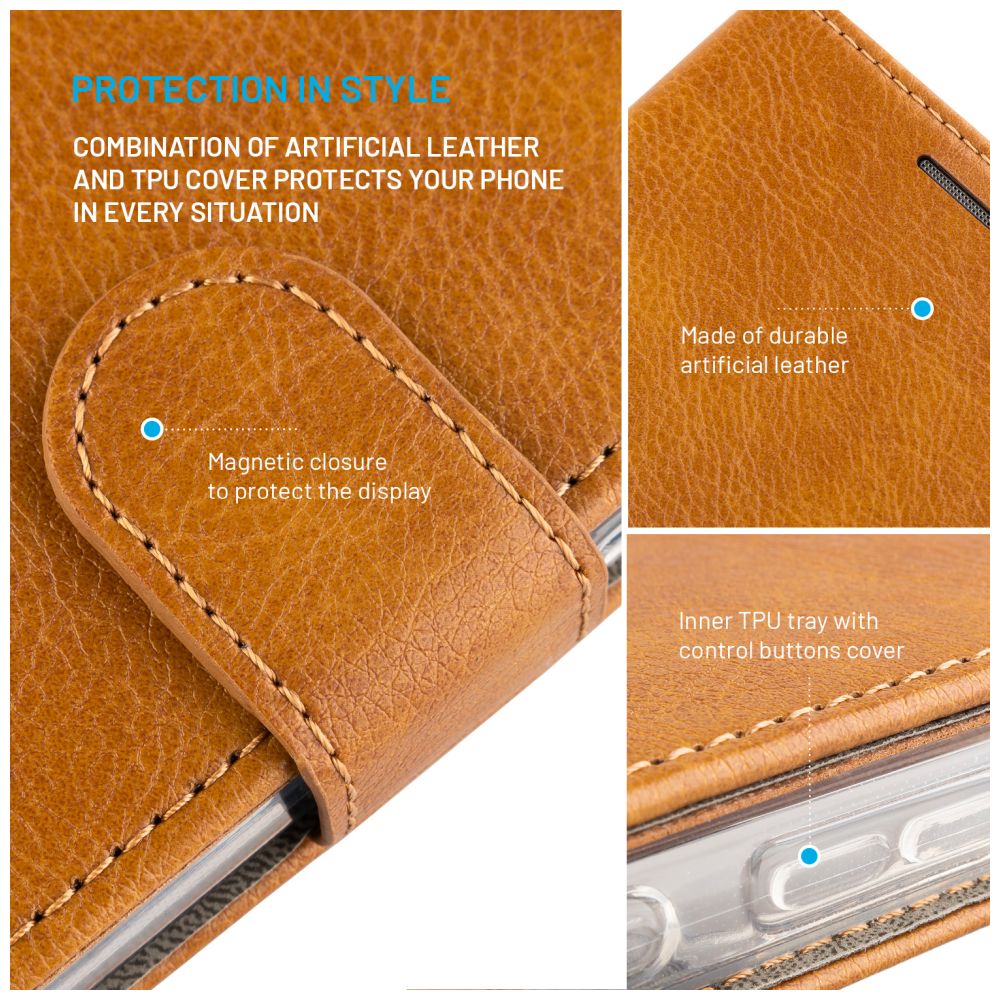 Pouzdro typu kniha FIXED Opus pro Samsung Galaxy A36 5G, hnědé