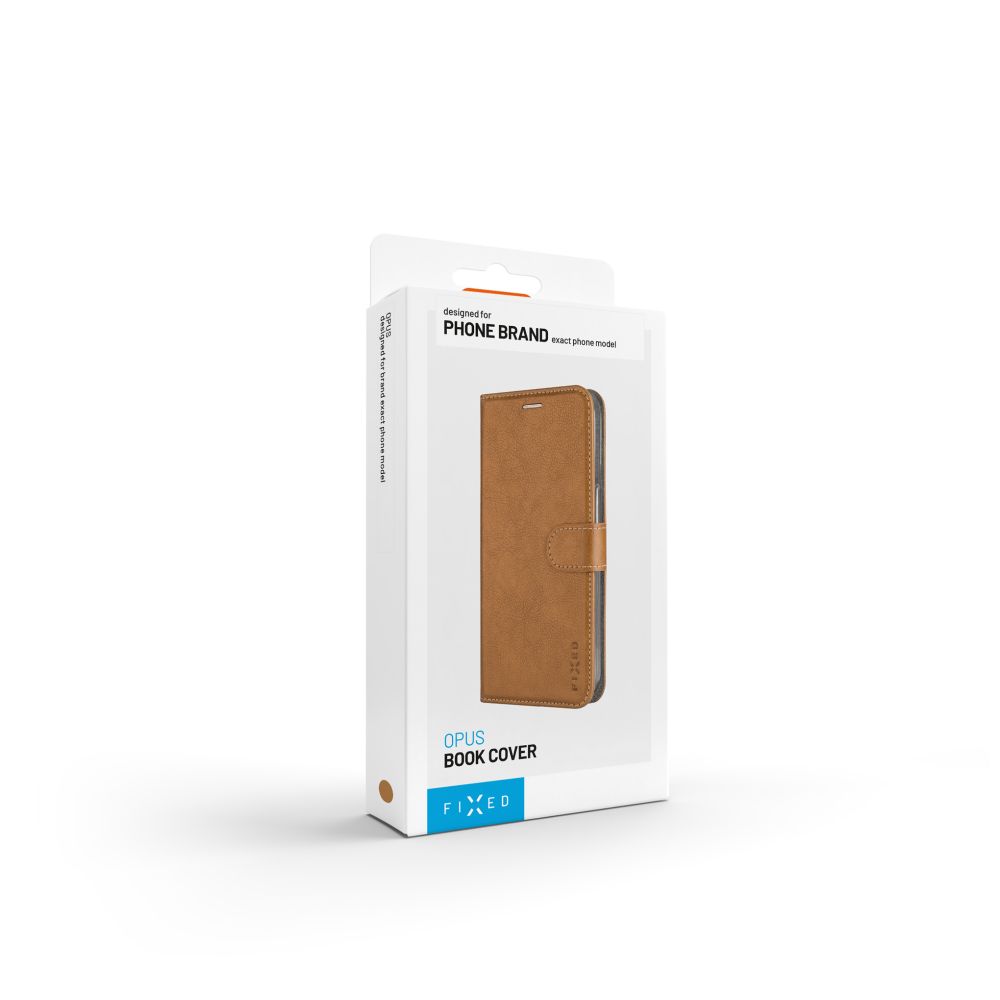 Pouzdro typu kniha FIXED Opus pro Samsung Galaxy A36 5G, hnědé