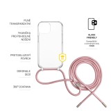 Pouzdro FIXED Pure Neck s růžovou šňůrkou na krk pro Samsung Galaxy A36 5G