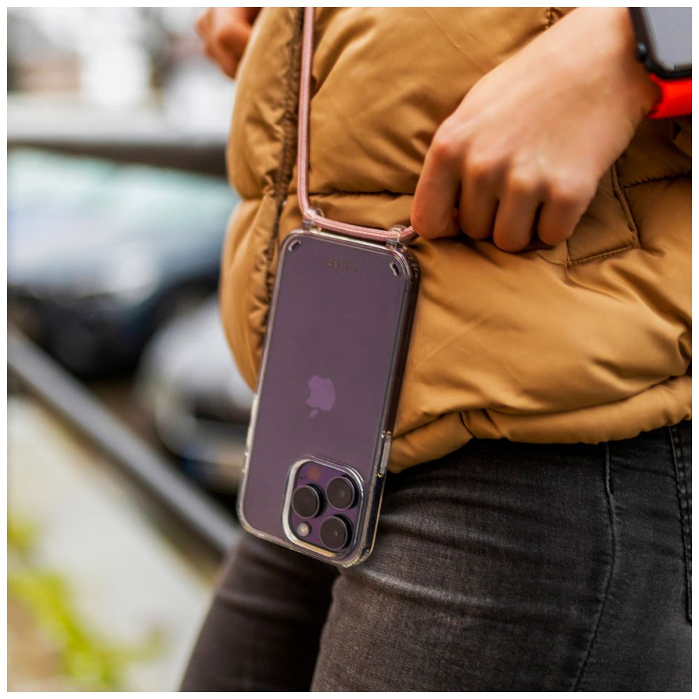Pouzdro FIXED Pure Neck s růžovou šňůrkou na krk pro Samsung Galaxy A36 5G