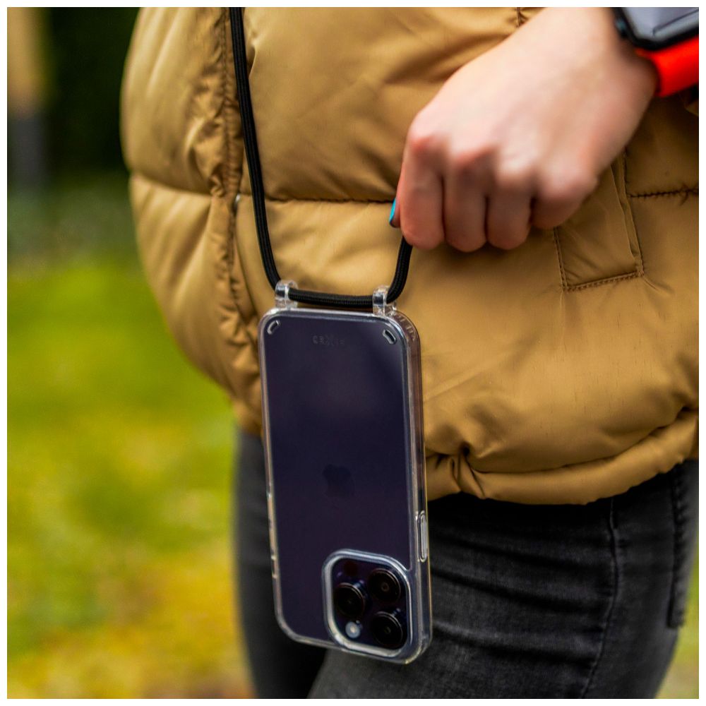 Pouzdro FIXED Pure Neck s černou šňůrkou na krk pro Samsung Galaxy A36 5G