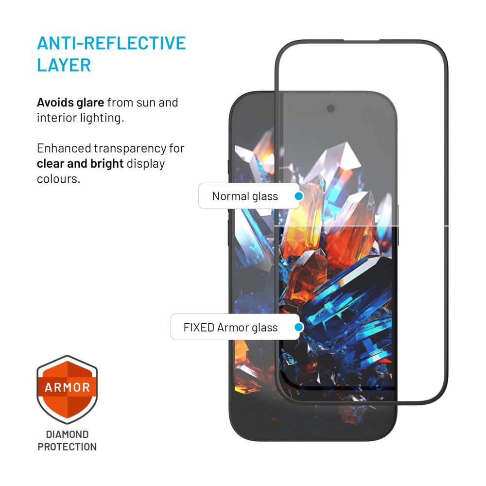 Ultra odolné tvrzené sklo FIXED Armor s Anti-dust aplikátorem a AR vrstvou pro Samsung Galaxy S25, černé