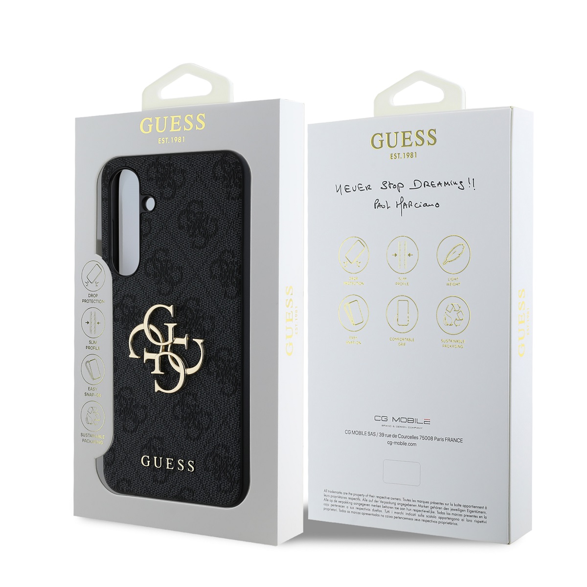 Guess PU 4G Metal Logo Zadní Kryt pro Samsung Galaxy S24 FE Grey