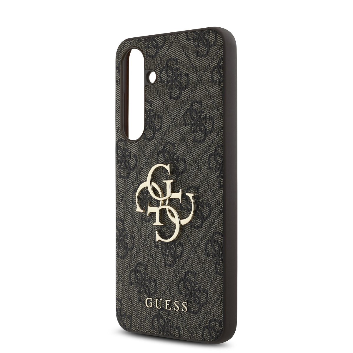 Guess PU 4G Metal Logo Zadní Kryt pro Samsung Galaxy S24 FE Brown