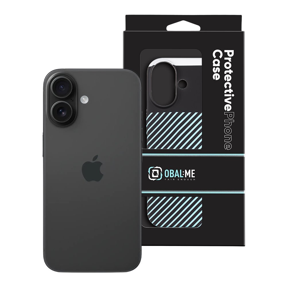 OBAL:ME Flossy Stripes Kryt pro Apple iPhone 16 Black/Sky Blue