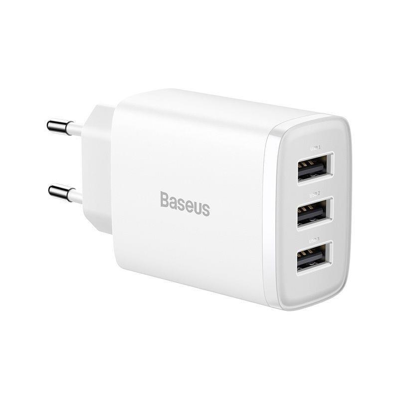 Baseus Compact 3xUSB 17W bílá