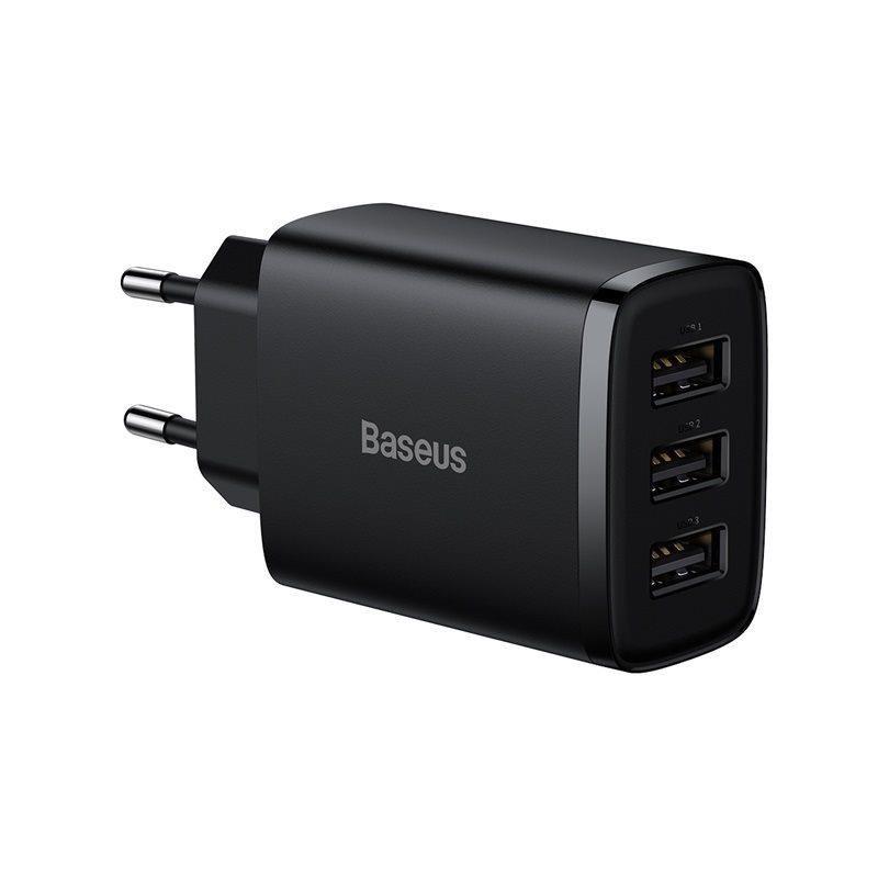 Baseus Compact 3xUSB 17W černá