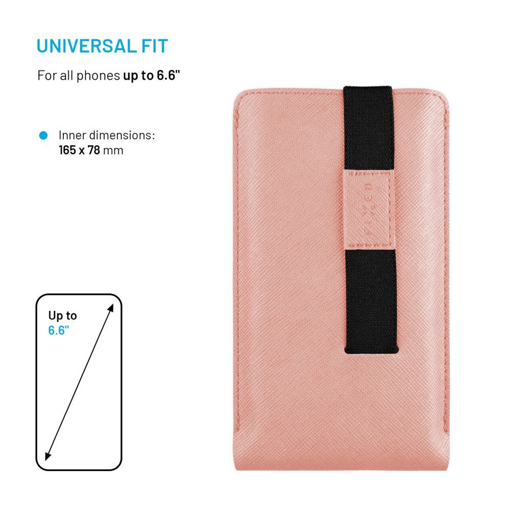Univerzální pouzdro FIXED Lucca se zavíracím popruhem pro telefony do 6,6", broskvové