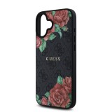 Guess PU Leather 4G Roses MagSafe Zadní Kryt pro iPhone 16 Black