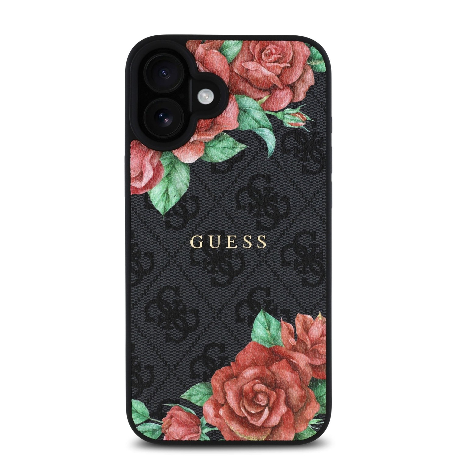 Guess PU Leather 4G Roses MagSafe Zadní Kryt pro iPhone 16 Black