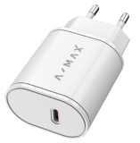 Chytrá nabíječka A-MAX Power Delivery 20W USB-C, bílá