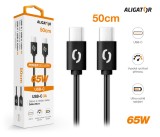 Datový kabel ALIGATOR POWER 65W, USB-C/USB-C 3A, 0,5m černý