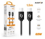 Datový kabel ALIGATOR POWER 65W, USB-C/USB-C 3A 1,5m, černý