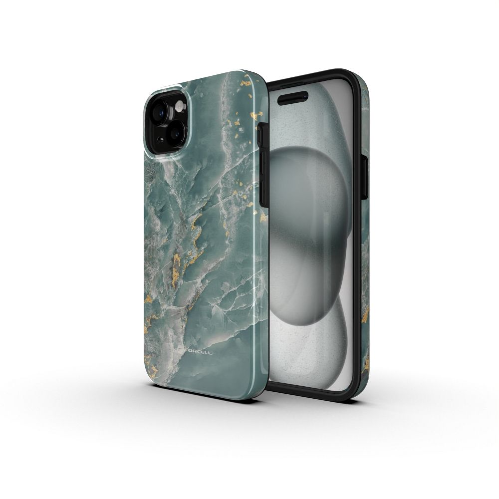 FORCELL F-PROTECT Mirage, Military Drop-Tested case compatible with MagSafe for IPHONE 16 PRO green marble