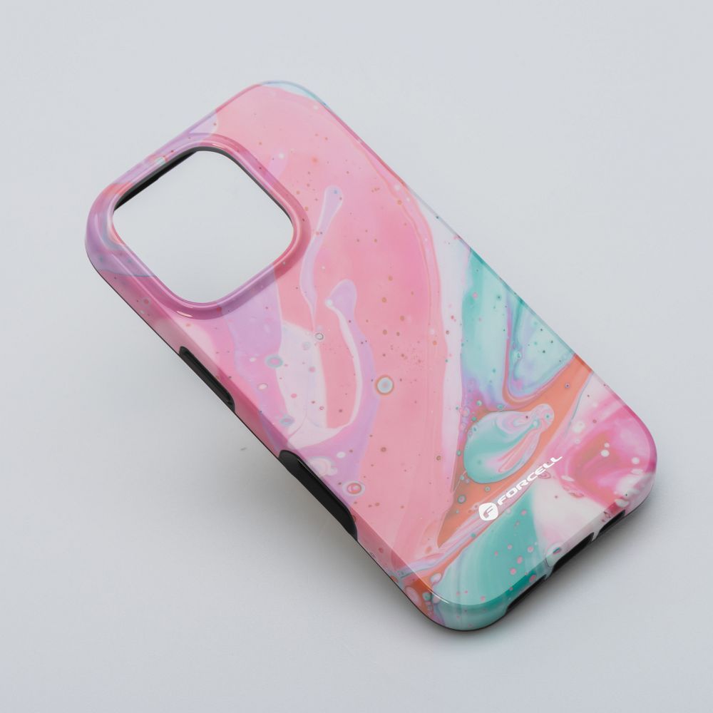 FORCELL F-PROTECT Mirage, Military Drop-Tested case compatible with MagSafe for IPHONE 16 PRO pink marble