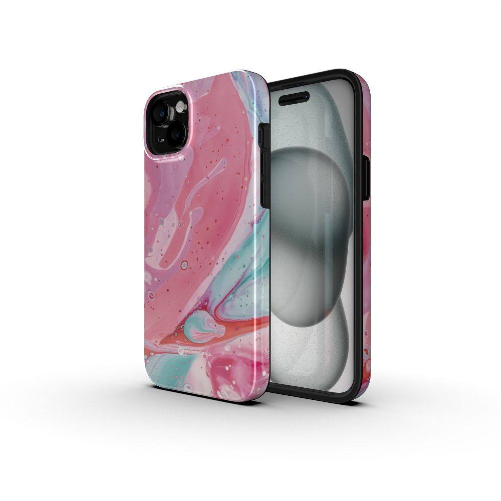 FORCELL F-PROTECT Mirage, Military Drop-Tested case compatible with MagSafe for IPHONE 16 PRO pink marble