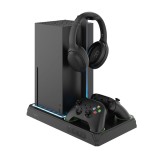 Multifunkční stanice FIXED pro Xbox Series X a S s chlazením a nabíjením pro dva ovladače, černá