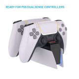 Dobíjecí stanice FIXED pro dva bezdrátové ovladače DualSense PlayStation 5, černá / bílá