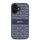 DKNY PU Leather Repeat Pattern Tonal Stripe Zadní Kryt pro iPhone 16 Blue