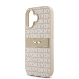 DKNY PU Leather Repeat Pattern Tonal Stripe Zadní Kryt pro iPhone 16 Plus Pink