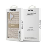 DKNY PU Leather Repeat Pattern Tonal Stripe Zadní Kryt pro iPhone 16 Plus Pink