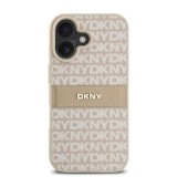 DKNY PU Leather Repeat Pattern Tonal Stripe Zadní Kryt pro iPhone 16 Pink