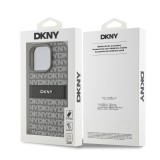 DKNY PU Leather Repeat Pattern Tonal Stripe Zadní Kryt pro iPhone 16 Pro Max Beige