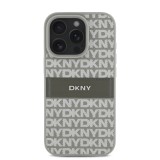 DKNY PU Leather Repeat Pattern Tonal Stripe Zadní Kryt pro iPhone 16 Pro Beige