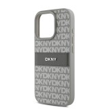 DKNY PU Leather Repeat Pattern Tonal Stripe Zadní Kryt pro iPhone 16 Pro Beige