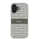 DKNY PU Leather Repeat Pattern Tonal Stripe Zadní Kryt pro iPhone 16 Beige