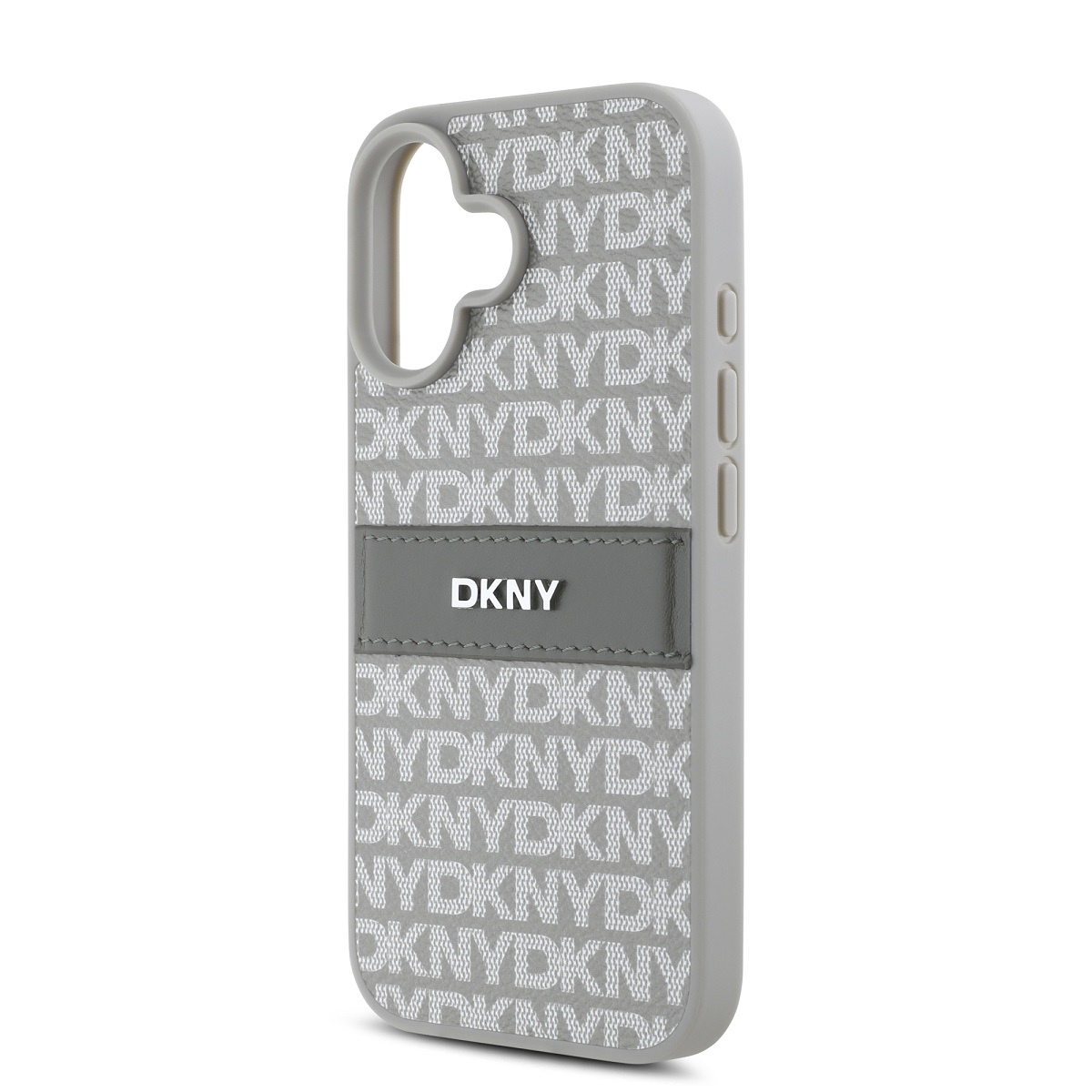 DKNY PU Leather Repeat Pattern Tonal Stripe Zadní Kryt pro iPhone 16 Beige