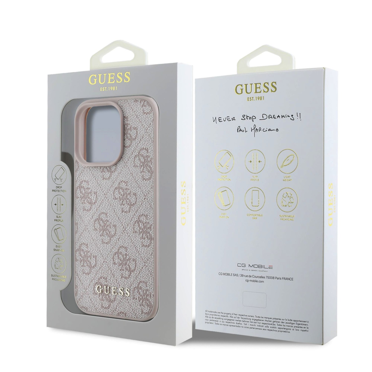 Guess 4G Charm Zadní Kryt pro iPhone 16 Pro Max Tone on Tone Pink