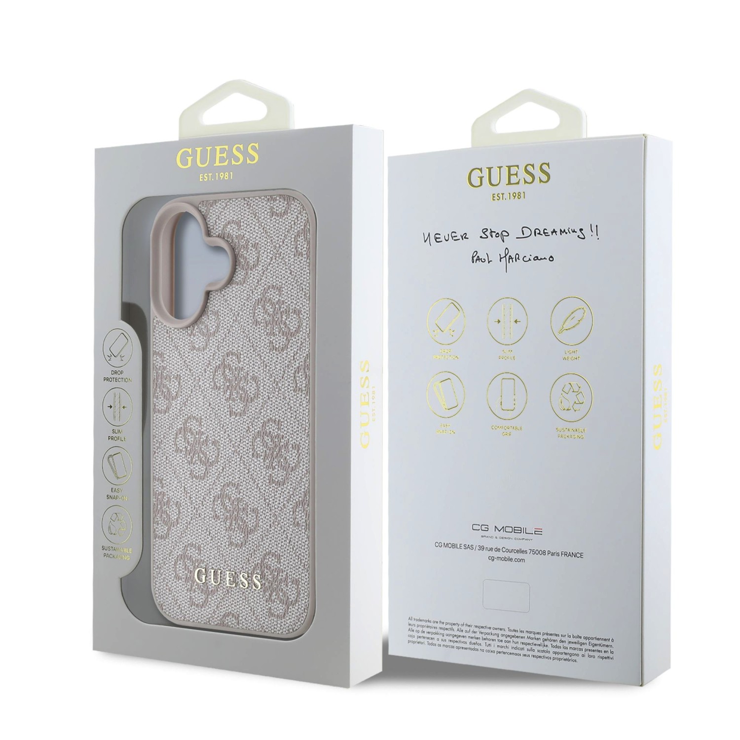 Guess 4G Charm Zadní Kryt pro iPhone 16 Tone on Tone Pink