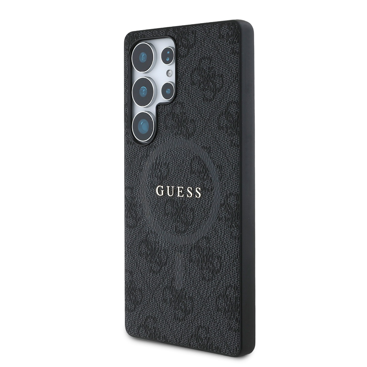 Guess PU Leather 4G Colored Ring MagSafe Zadní Kryt pro Samsung Galaxy S25 Ultra Black